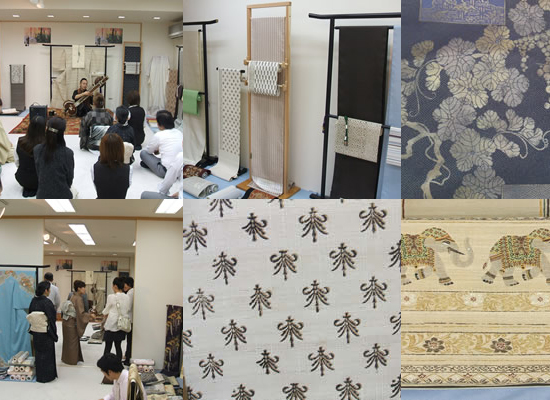 アジアの染物と織物を展示