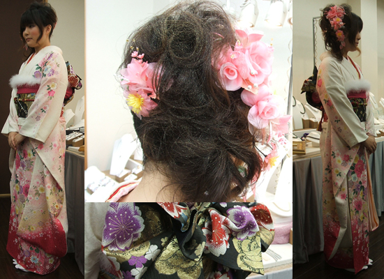振袖の着姿、ヘアスタイルなどなど
