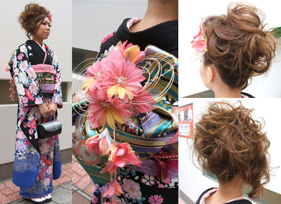 振袖の着姿、ヘアスタイルなどなど